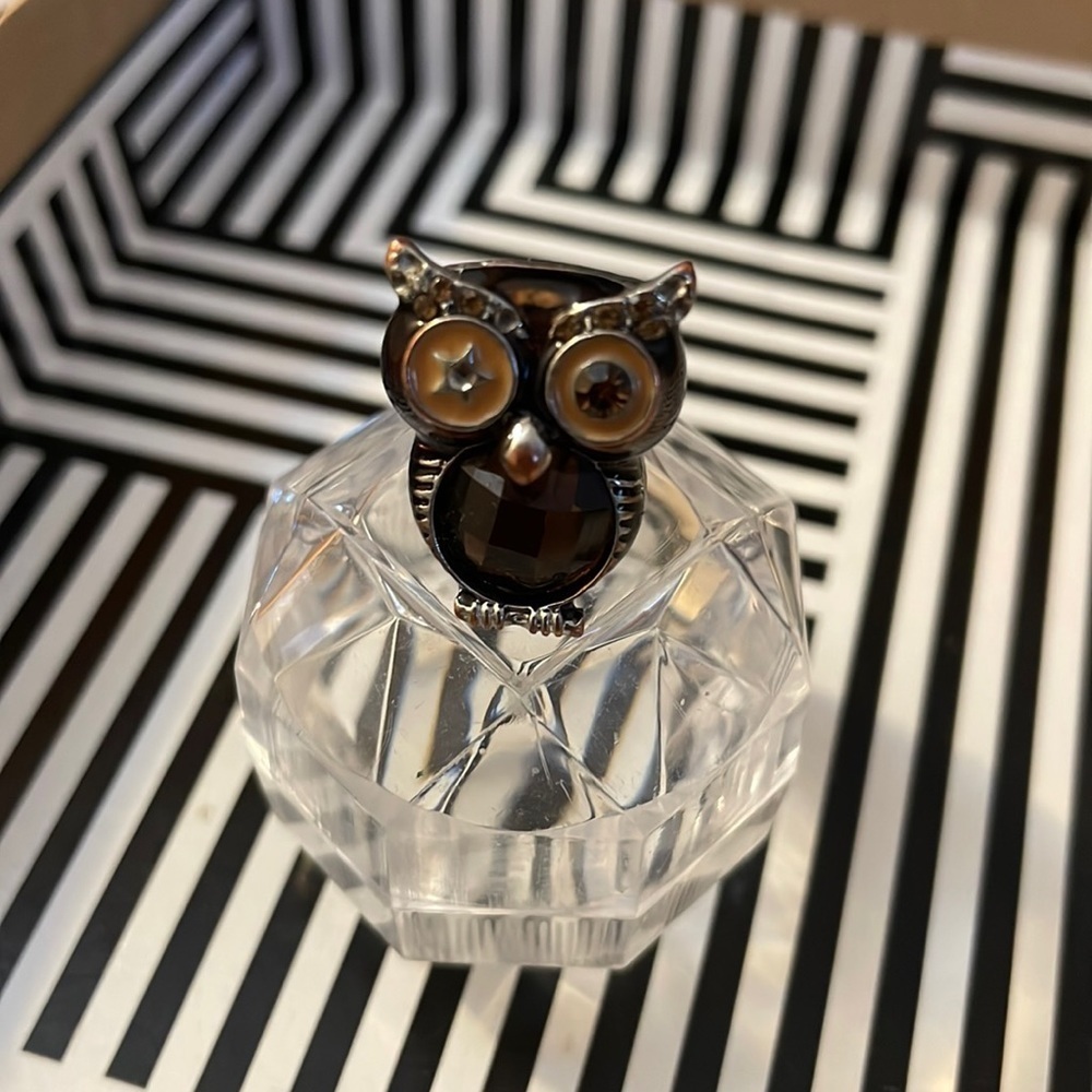 Brown and bronze owl ring in size 6